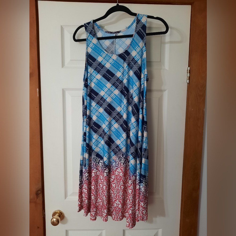 Plus Plaid Design Summer Tank Dress
